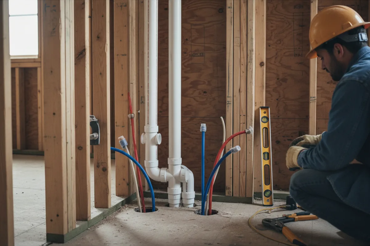 Drain and supply rough-in during Leak Detection in Moncks Corner